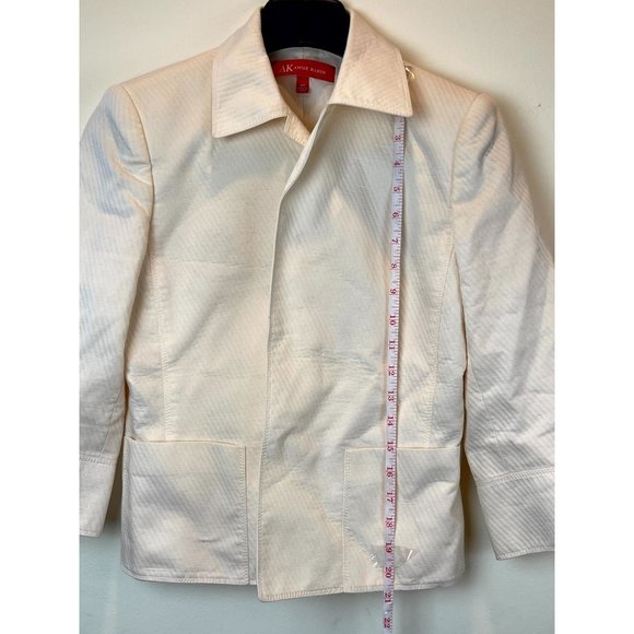 Anne Klein Women's Coat Jacket Blazer 100% Cotton Formal Collared Cream Size 4P - Picture 3 of 7